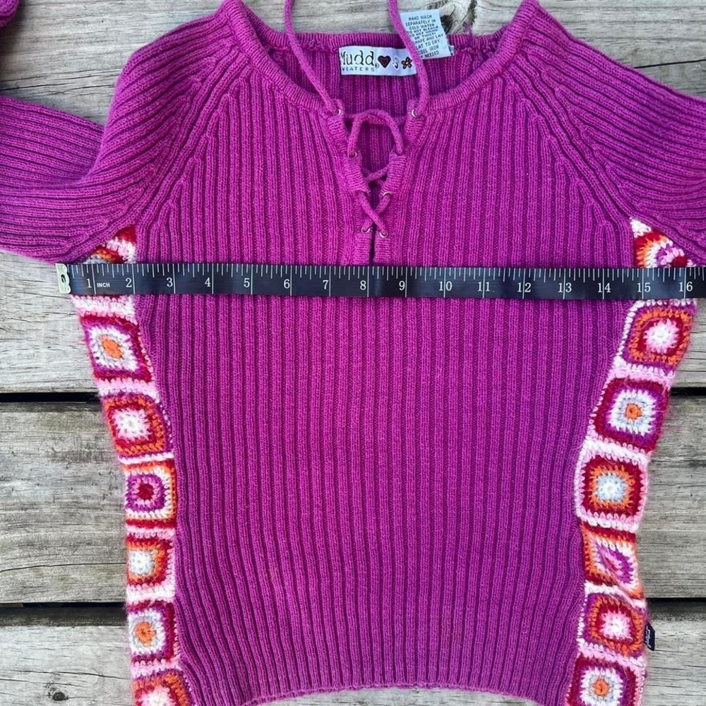 Rare Vintage‎ Y2K Mudd Patchwork Long Sleeve Knit Top - Picture 7 of 7